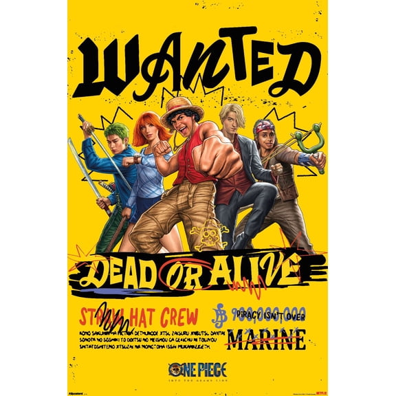 Netflix One Piece: Season 2 (2026) - Straw Hat Crew Wanted Wall Poster, 22.375" x 34"