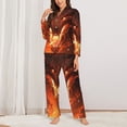 thumbnail image 2 of Yiaed Magma Fire Black Dragon Print Pajamas Women's Long Sleeve Sleepwear Soft Button Down Loungewear Pjs Lounge Set Nightwear Womens Pajama Pants-X-Large, 2 of 7