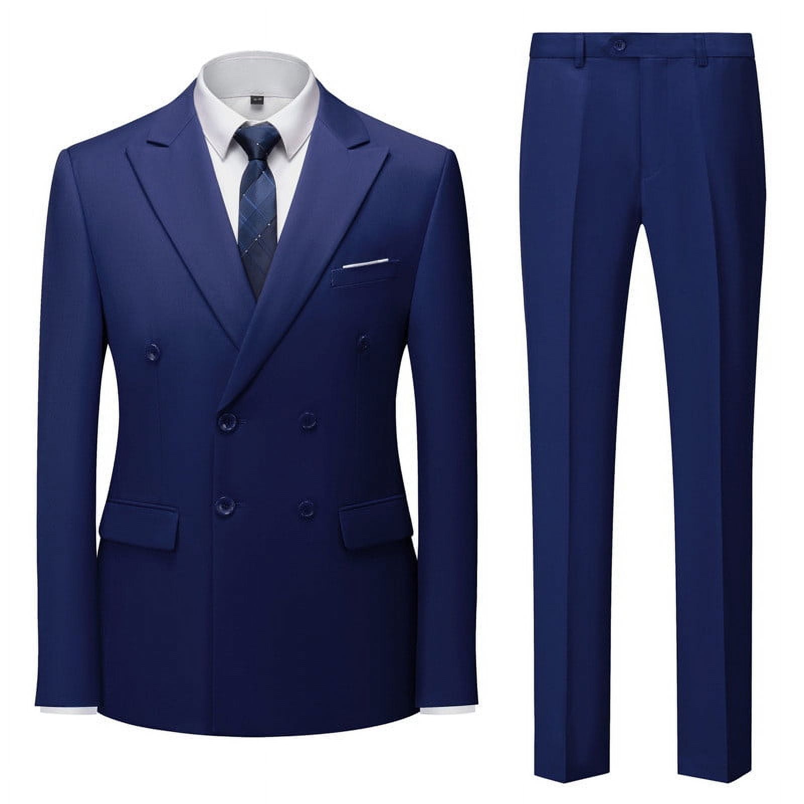 Mens Coat Adult Male Fashion Suits for Men Men s Suit Slim 2 Piece Suit Business Wedding Party Suit and Pants Coat Clothes Navy 3XL