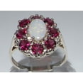 thumbnail image 4 of LBG 10k White Gold Real Genuine Opal and Garnet Womens Band Ring - Size 7, 4 of 7