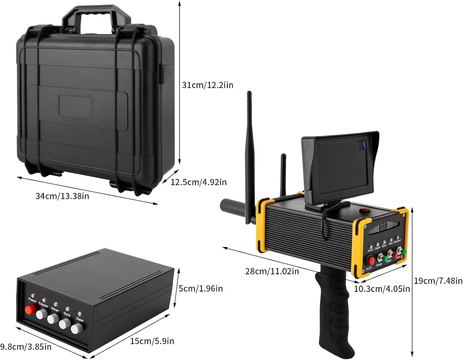 Gold Detector Detecting Machine, Metal Detector for Adults Professional Higher Accuracy Gold Silver Detectors Kit w/LCD Display, Underground Metal Finder, Automatic Rotation Search, 3248ft Range