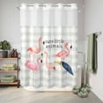 thumbnail image 6 of No Hook Shower Curtain, Flamingo Shower Curtains for Bathroom with See Through Top Window, Summer Animals Botanical Plaid Waterproof & Washable Bath Curtain 60"x72", 6 of 9