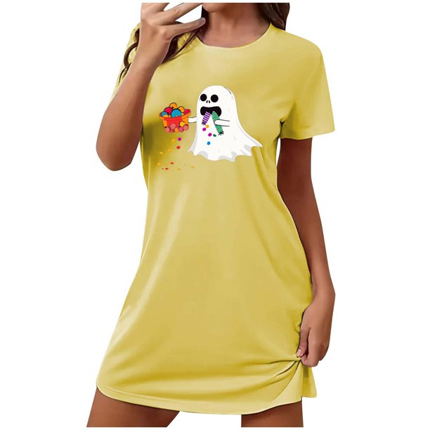 Camisón corto de talla grande para mujer, camisón de manga corta con estampado de pecho a la moda, camisón para mujer