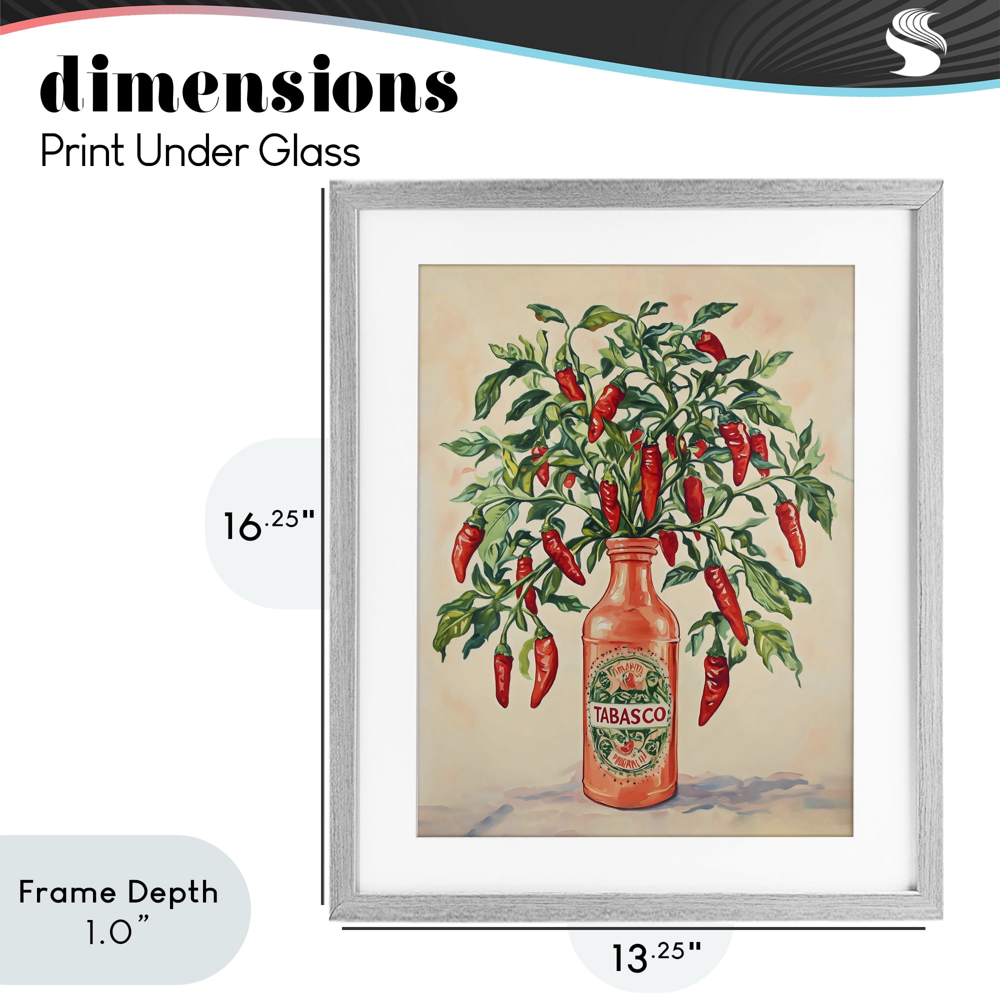 Stupell Industries Chili Peppers in Hot Sauce Vase Gray Framed Print Under Glass, design by The Prints Vibe
