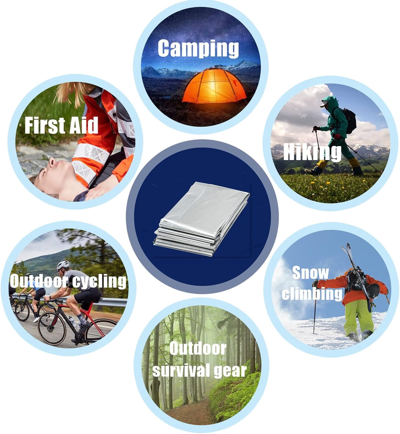 Emergency Mylar Thermal Blankets, Silver Gold Foil Survival Blanket Space Blanket Survival Kit for Outdoors, Camping, Hiking (20pcs)