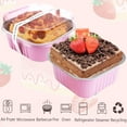 thumbnail image 3 of 10oz Mini Cake Pans With Lids 50 Pack Aluminum Foil Square Brownie ,4”x4” Disposable Loaf Pans With Lids and Spoons Stickers,Large Cupcake Pans Muffin Cake Tins Cake Container(Pink), 3 of 4