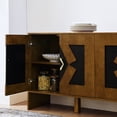 thumbnail image 4 of GZXS 60 Inch Large Buffet Cabinet with Storage, TV/Media Console Table, 4-Door Accent Sideboard Console Table w/ Geometric Pattern & Adjustable Shelves for Kitchen, Dining and Living Room (Walnut), 4 of 10