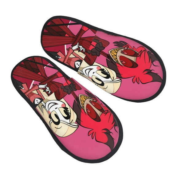 Hazbin Hotel Furry Slippers For Men Women Fuzzy House Slippers Winter Anti-Slip Indoor And Outdoor Slip On Shoes Medium