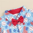 thumbnail image 6 of LNMQLPDBS Toddler Boy Patriotic Outfit 4th of July Star Stripe Print Button Up Bow Gentleman Tie Shirt+Shorts Set Red White and Blue and Baseball Printed Summer Baby Clothes A 3 Years, 6 of 9