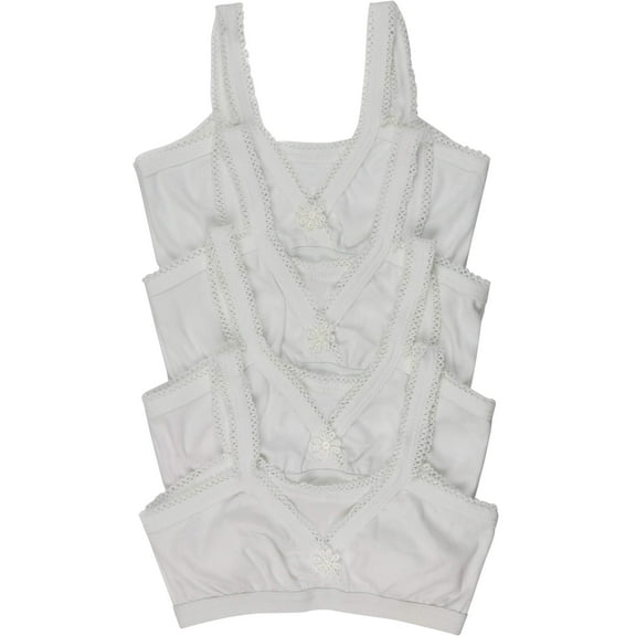 ToBeInStyle Girl's 4-Pack Crochet Trim Cami Training Bras - White - 12 Years