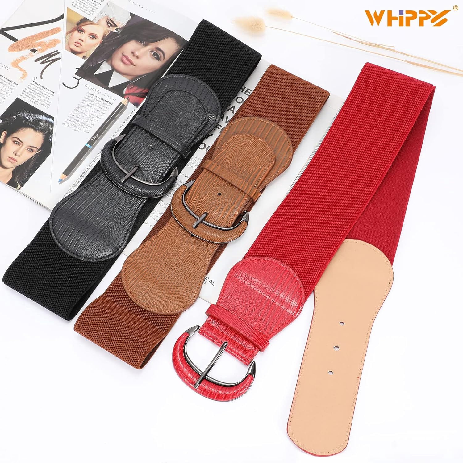 6324 3 Pieces Wide Stretchy Belts For Women, Leather Elastic Waist Belt 3 pieces of women main image 4