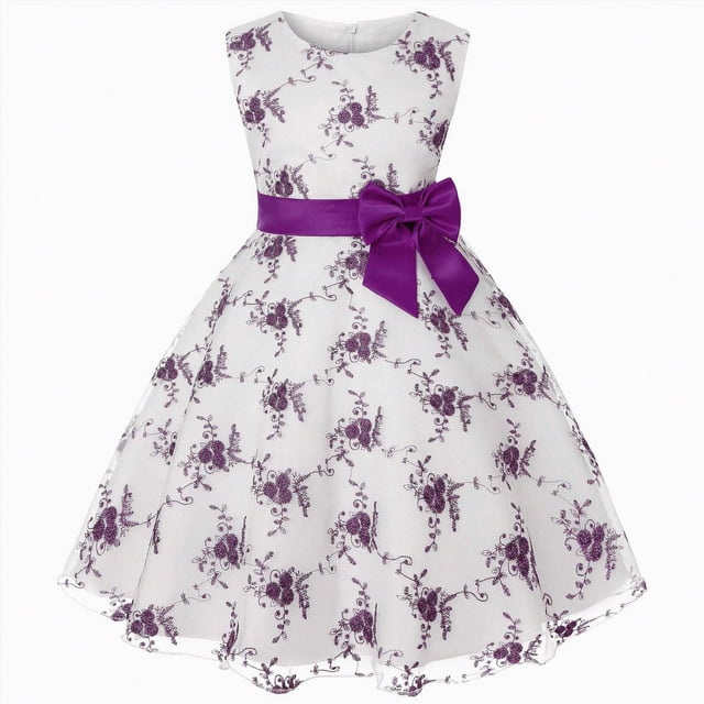 NIEWTR Robe pour Tout-Petites Fille Petite Fille Mignonne à Imprimé Sans Manches Robe d'Été Séchage Rapide Robe pour Voyages d'Été (Violet, 7-8 Ans)