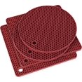 thumbnail image 1 of Silicone Pot Holders for Tabletop, Trivet Mat Hot Pads for Kitchen, Trivets for Hot Pots and Pans, Heat Resistant Mats for Quartz Countertop Hot Pad Mat Set 4 Burgundy, 1 of 5