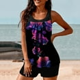 thumbnail image 5 of Tqyyweavej Womens Floral Tankini Swimsuits Sleeveless Loose Scoop Neck Tank Top and High Waist Black Tummy Control Swim Board Shorts, 5 of 7
