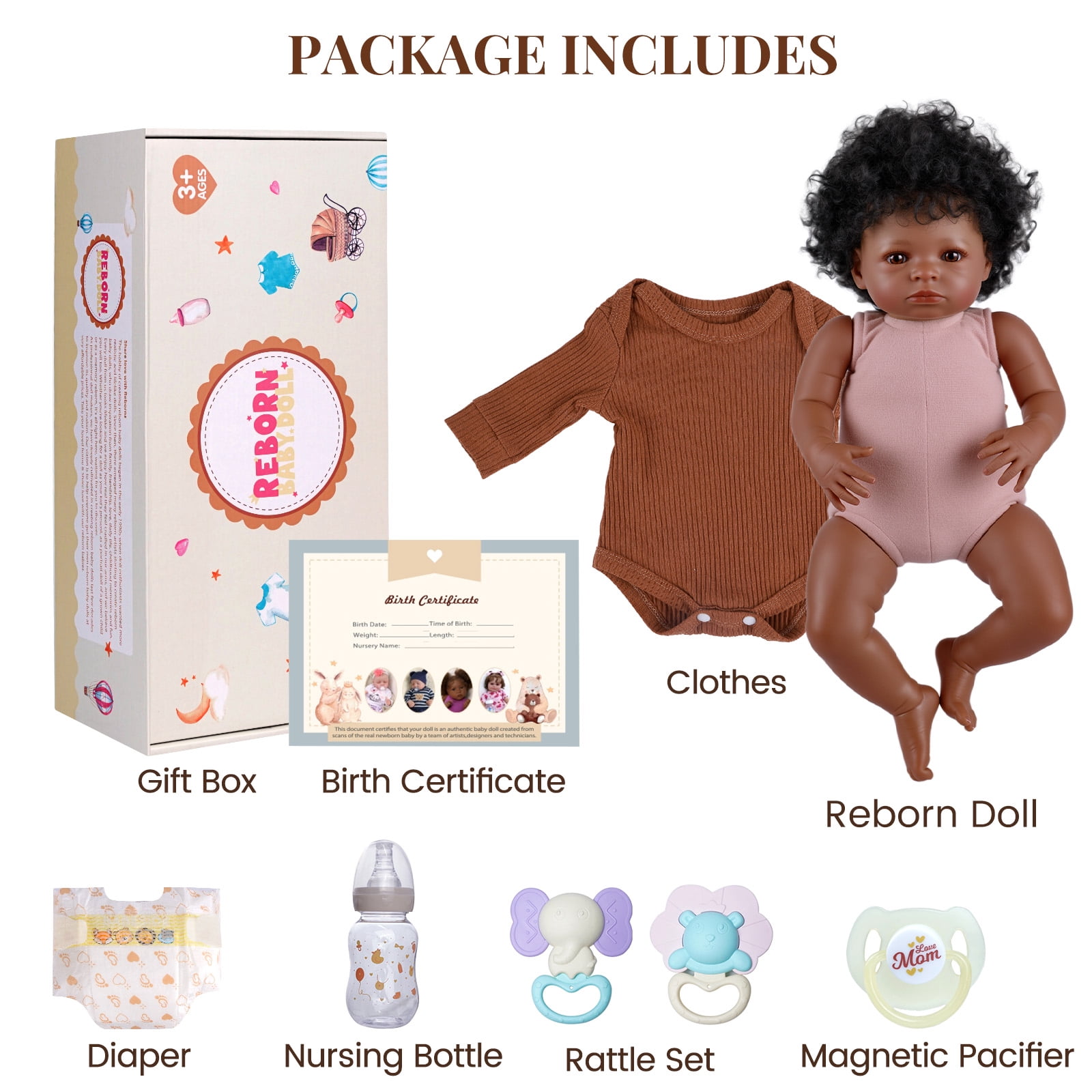 RSG 20in Reborn Baby Dolls, Baby Dolls Sleeping Baby Soft Cloth Body Have Heartbeat and Sound with Feeding Kit and Gift Box for Kids Age 3+