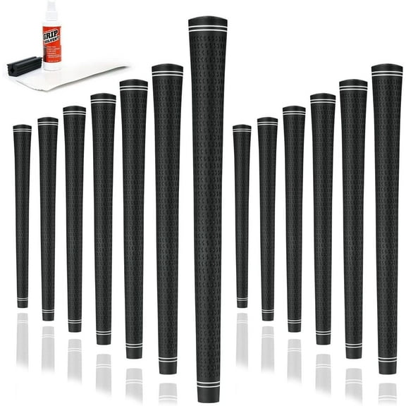 Karma Revolution Black Standard Size 13 Piece Golf Grip Kit with Tape, Solvent, Shaft Clamp