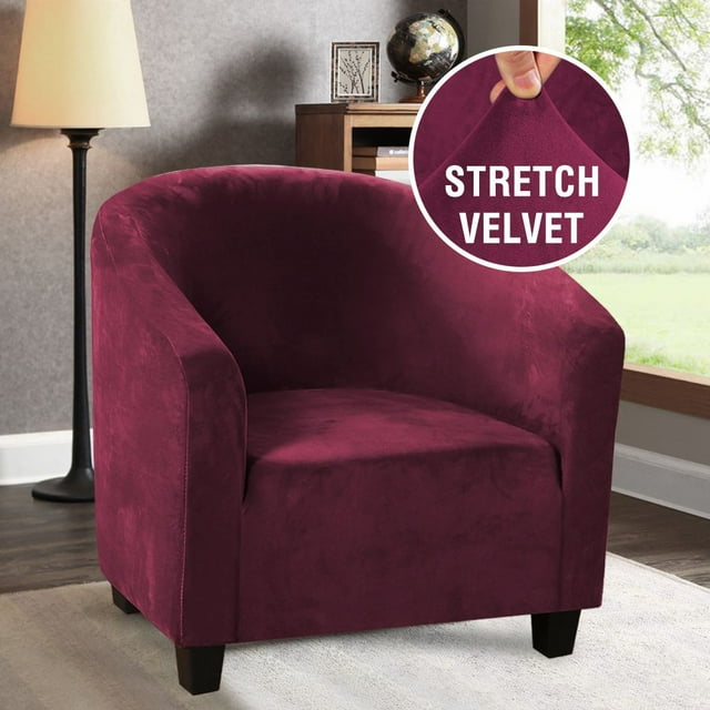 H.VERSAILTEX Velvet Tub Chair Slipcover High Stretch Club Chair Cover