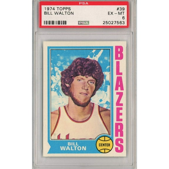 Graded 1974 Topps Bill Walton #39 Rookie RC Basketball Card PSA 6 EX-MT