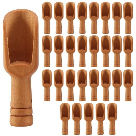 30 Pcs Mini Wooden Spoon, Bath Salt Candy Washing Powder Spoon Set Baby