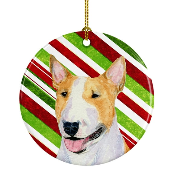 Bull Terrier Candy Cane Holiday Christmas Ceramic Ornament SS4565