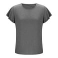 thumbnail image 6 of Sevevn Fashion Women's Casual Short Sleeve Solid Ladies Round Neck Top Blouse Gray L Savings Up to 30% Off, 6 of 8