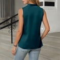 thumbnail image 4 of Daznico Women's V-Neck Sleeveless Satin Blouse with Button Detail Casual Elegant Top,XL, 4 of 5