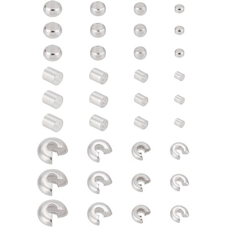 1 Set 360Pcs 3 Styles 4 Sizes Brass Crimp Beads Crimp Bead Knot Covers Crimps Stopper Knot Cover Caps Jewelry Making Findings Kits for DIY Bracelets Necklaces Jewelry Making Crafts Supplies