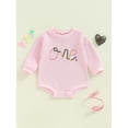 thumbnail image 2 of Suealasg Newborn Baby Girl Sweater Romper Birthday Clothes Long Sleeve Letter Knitted Bodysuit 6 12 18 Months Infant Girl Birthday One Piece Clothes, 2 of 7