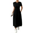 thumbnail image 3 of Women'S Short Sleeve Maxi Dresses Casual Long Dress with Pockets Black S, 3 of 8