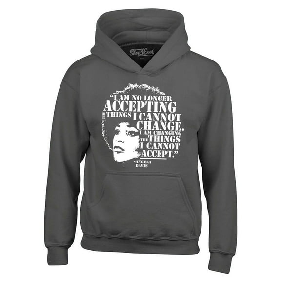 Shop4Ever Men's Changing The Things I Cannot Accept Angela Davis Hooded Sweatshirt Hoodie Medium Charcoal