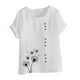 thumbnail image 4 of Vestidos Casuales Para Mujer, Blusas De Mujer De Moda Blusa informal de lino con cuello redondo, manga corta y botones para mujer, 4 of 4