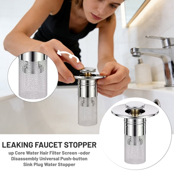 Pop-Up Drain Plug Sink Stopper, Pop Up Bathroom Sink Drain, Bathroom Sink CatcherforDrain, Stainless Steel Filter, 1.8inMesh Opening, 1 Pc, Basin Drain Cover