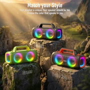 Portable Bluetooth Speaker IP65 Waterproof,140W Loud Sound,Bass Boost,Bluetooth 5.3, LED Lights,True Wireless Stereo Pairing,24H Playtime, for Home/Outdoor/Party/Beach, Fashionable Gift(Black)