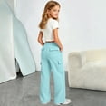 thumbnail image 5 of Ruyang Girls Cargo Sweatpants Kids Elastic Waist Wide Leg Trousers Solid Baggy Casual Trousers Tween Youth Back to School Athletic Pants, 5 of 8