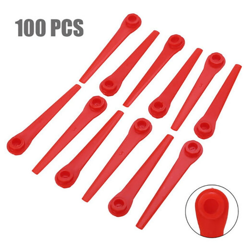 ExcLent 100Pcs Red Plastic Blades For Grass Trimmer Strimmer Lawnmower