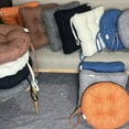 thumbnail image 3 of Zhuge Solid Color Thickened Cushion With Lacing Chair Cushions for Dining Chairs Cushions Set of 2, Chair Pads with Non-Slip Bottom, 15.8"x15.8"x4",Quadrate,Coffee, 3 of 4
