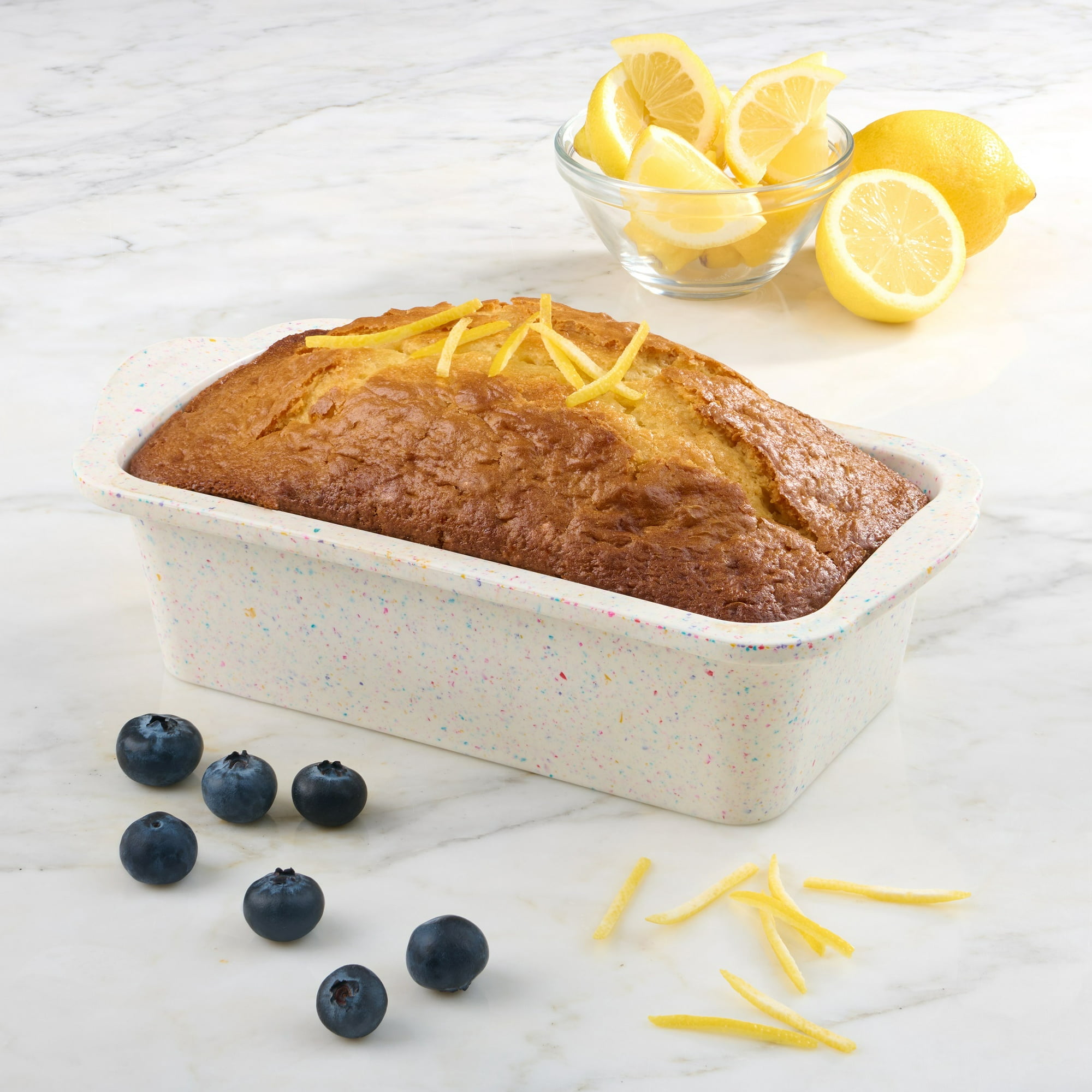 Trudeau Silicone Loaf Pan Rainbow, 2 Pack, 8.5 x 4.5 in, Granite, Dishwasher Safe, Easy Release