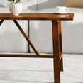 thumbnail image 4 of BizChair Solid Wood Farmhouse Coffee Table, Trestle Style Accent Table in Walnut, 4 of 11