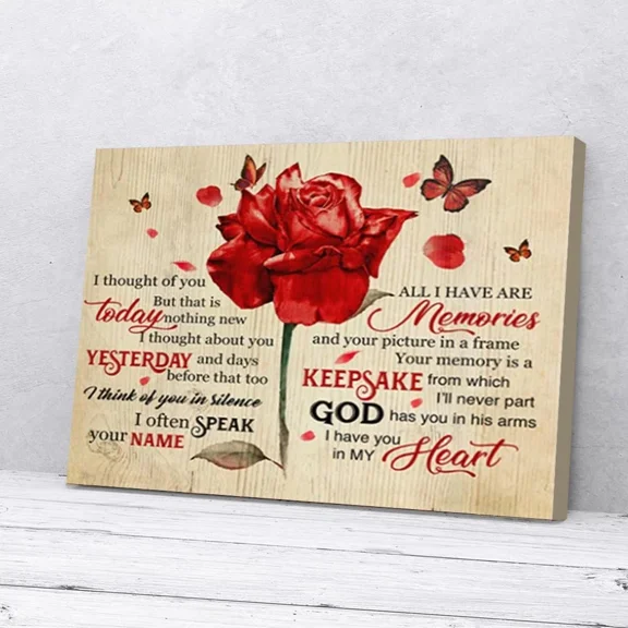 Poster I Have You In My Heart Red Rose Butterfly- UNFRAMED Poster Prints, Wall Art For Home Decor Or Office - Great Gift Idea For Friends & Family, 8x12