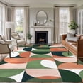 thumbnail image 2 of Green Orange 5x7 Area Rugs for Living Room, Nordic Retro Medieval Geometric Abstract Non Slip Floor Mat Washable Low-Profile Indoor Carpet for Bedroom, Dining Room, Bathroom, 2 of 9