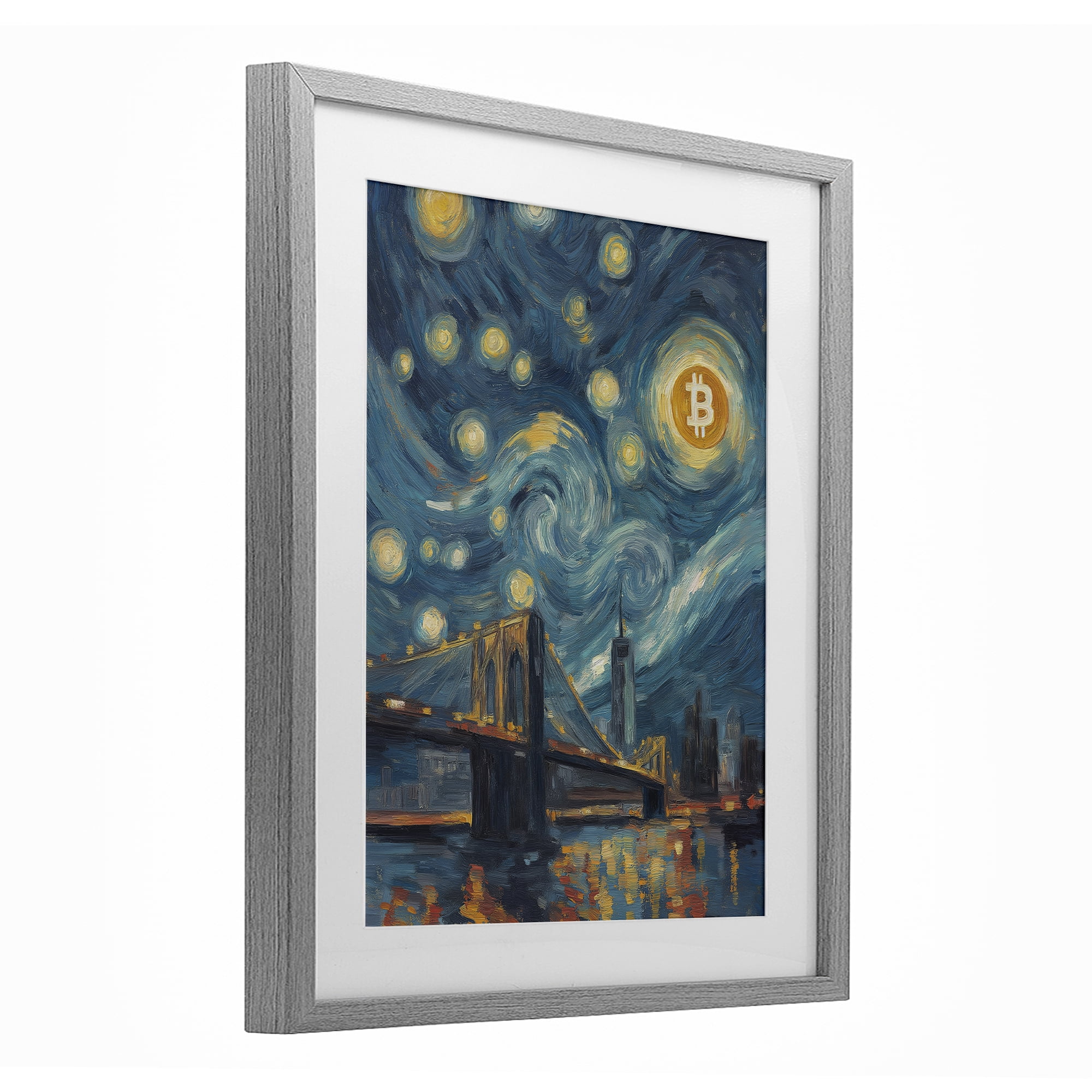 Stupell Industries Iconic Blockchain Moonlight Gray Framed Print Under Glass, design by Svetlana Aleynikova