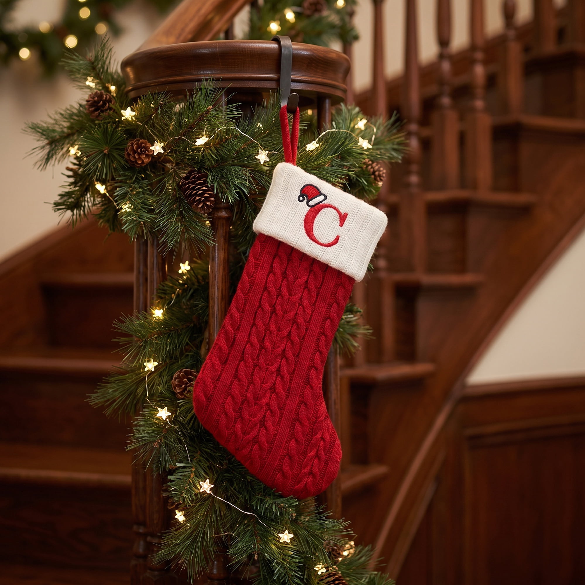 Unique Bargains Cartoon Christmas Luxury Grand Hearth Accent Stocking Letter C 8"