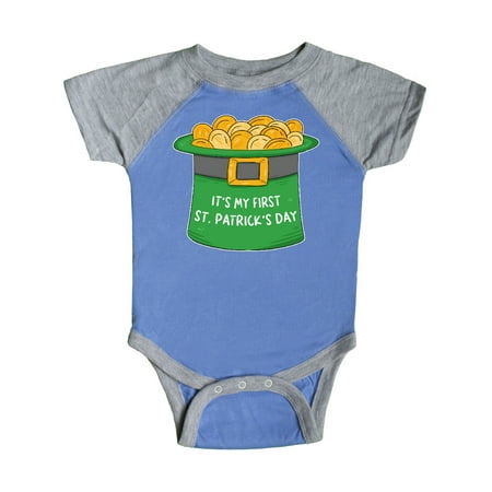 

Inktastic It s My 1st St. Patrick s Day with Green Top Hat and Gold Gift Baby Boy or Baby Girl Bodysuit