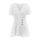 thumbnail image 2 of Gibobby Camisetas Mujer Manga Corta Top manga corta ajustado sexy con cuello en V color liso para mujer(Blanco,CH), 2 of 5