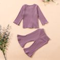 thumbnail image 4 of Youmylove Kids Pajamas Baby Solid Knitted Drawstring Romper Tops Pants Pajamas Sleepwear Sets, 4 of 8