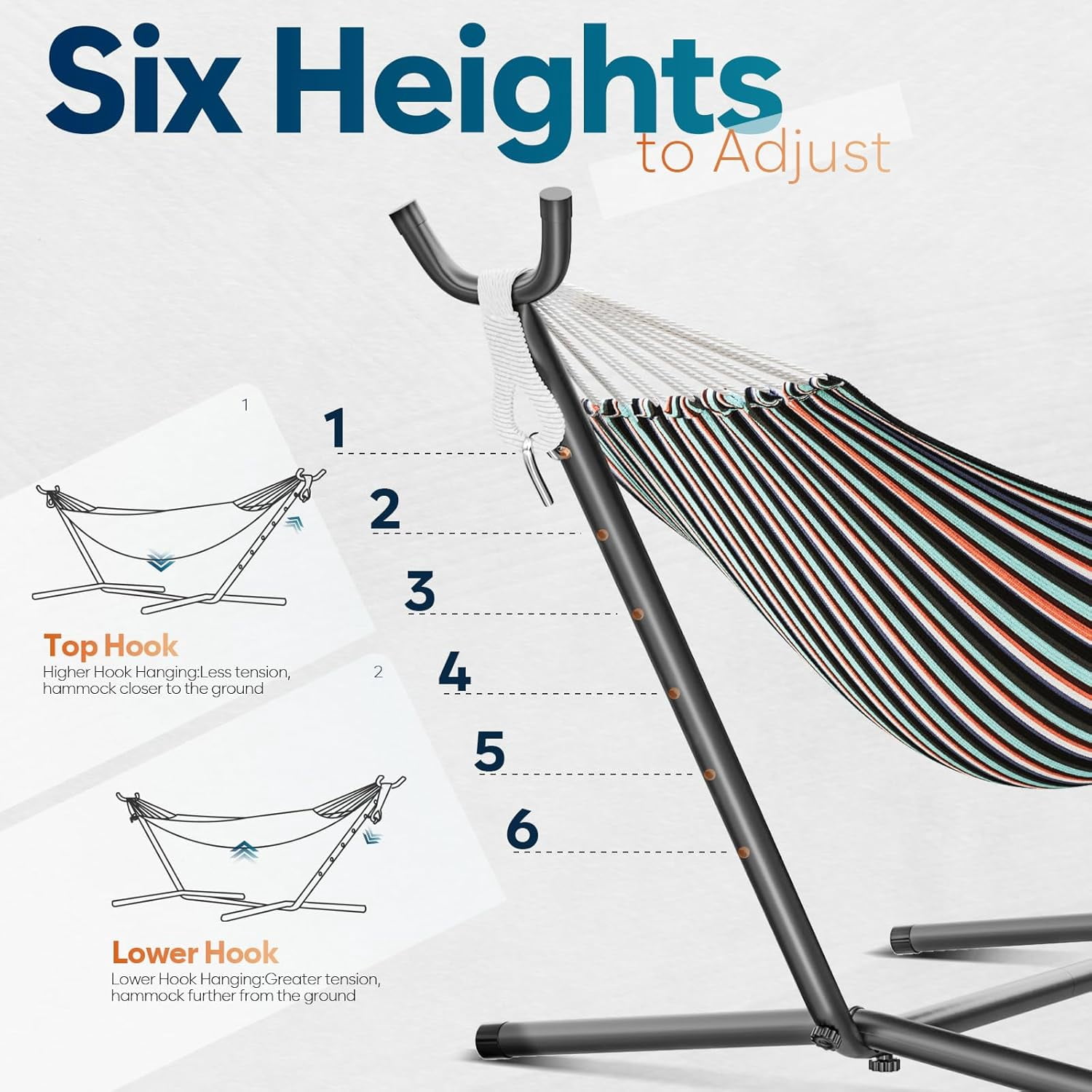 Hammock with Stand for Outside, 600lbs Portable Hammock with Carrying Bag for 2-Person Outside Patio, Heavy Duty, Easy Assembly