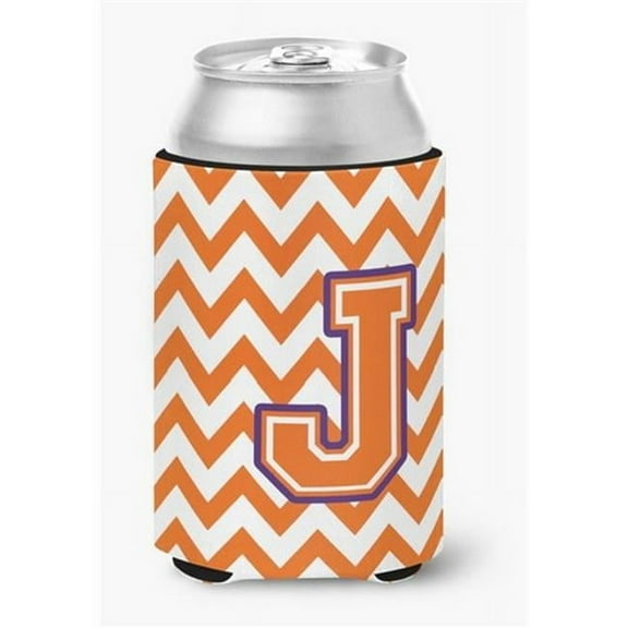 Letter J Chevron Orange & Regalia Can or Bottle Hugger