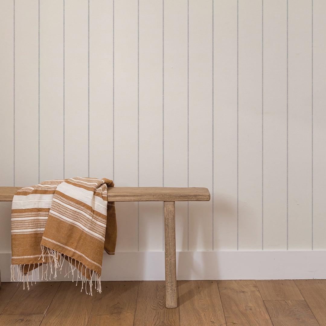 Tempaper x Pure Salt Textured Navy Bursa Stripe Removable Peel and Stick Wallpaper, 20.5 in X 16.5 ft