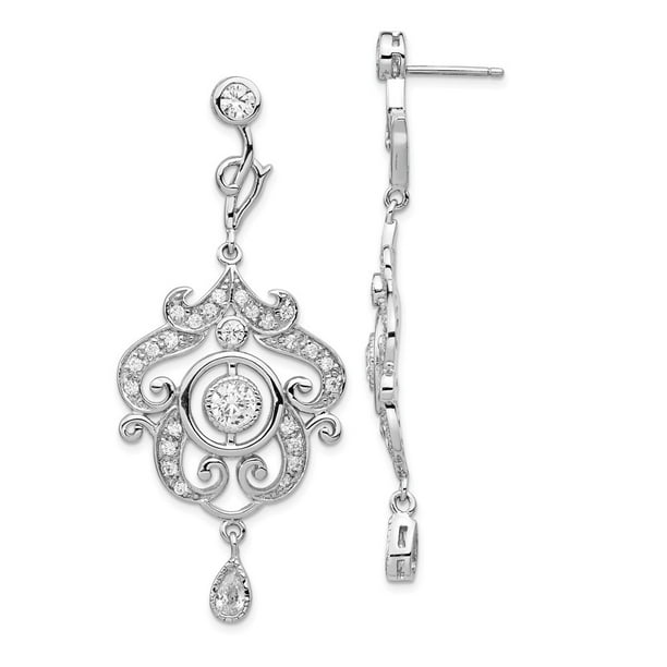 Cheryl M 925 Sterling Silver Rhod Plated Cz Chandelier Dangle Post Earrings For S And Teens Women Men Com 925 Sterling Silver Rhod Plated, Sterling Silver And Cz Chandelier Earrings
