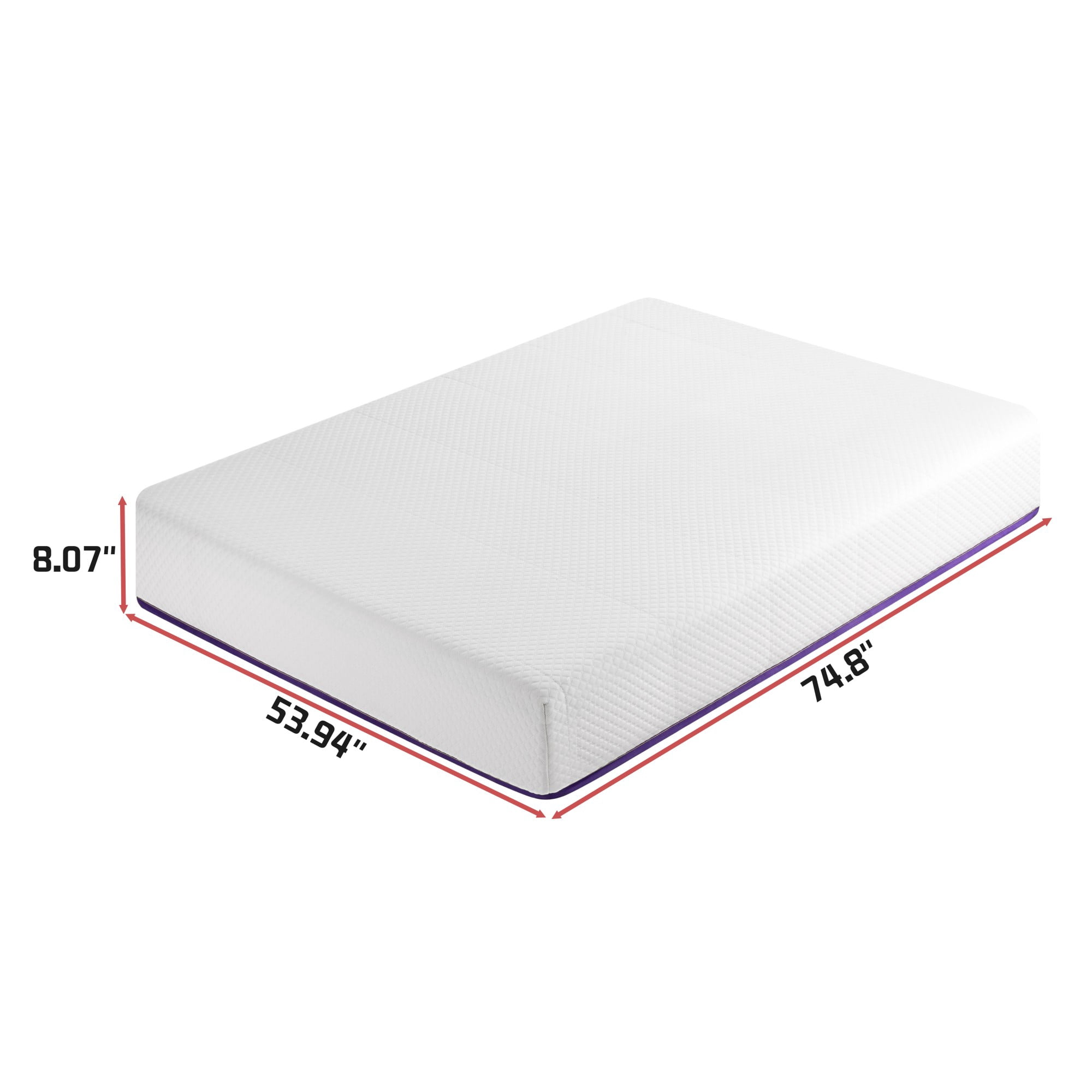 BSHTI 8" Full Knitted Fabric Hybrid Mattress with Pocket Coils, Support Foam, Pressure Relief for Bedroom(White)